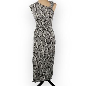 ALC Beale Snakeskin Print Midi Dress Size 8 Cut Out Feminine Wedding Guest Chic